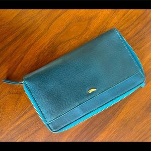 TUSK Emerald Teal Green Leather Wallet Clutch
